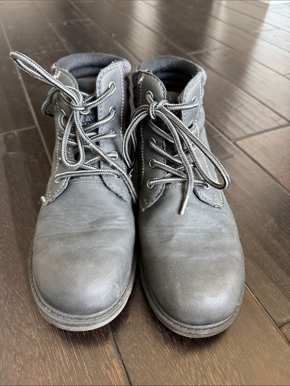 Kids Gray Lace-Up Ankle Boots